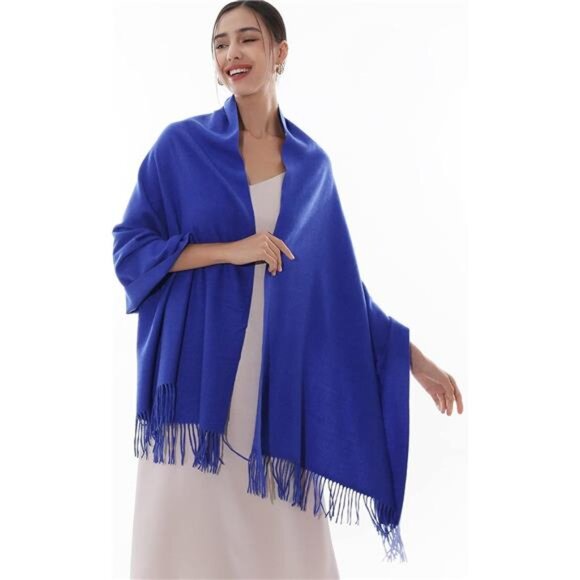 Large Warm Soft Scarves Royal Blue - Picture 4 of 7